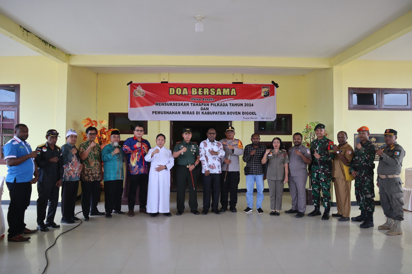 Polres Boven Digoel Gelar Doa Bersama untuk Sukseskan Tahapan Pilkada 2024 di Kabupaten Boven Digoel, Provinsi Papua Selatan