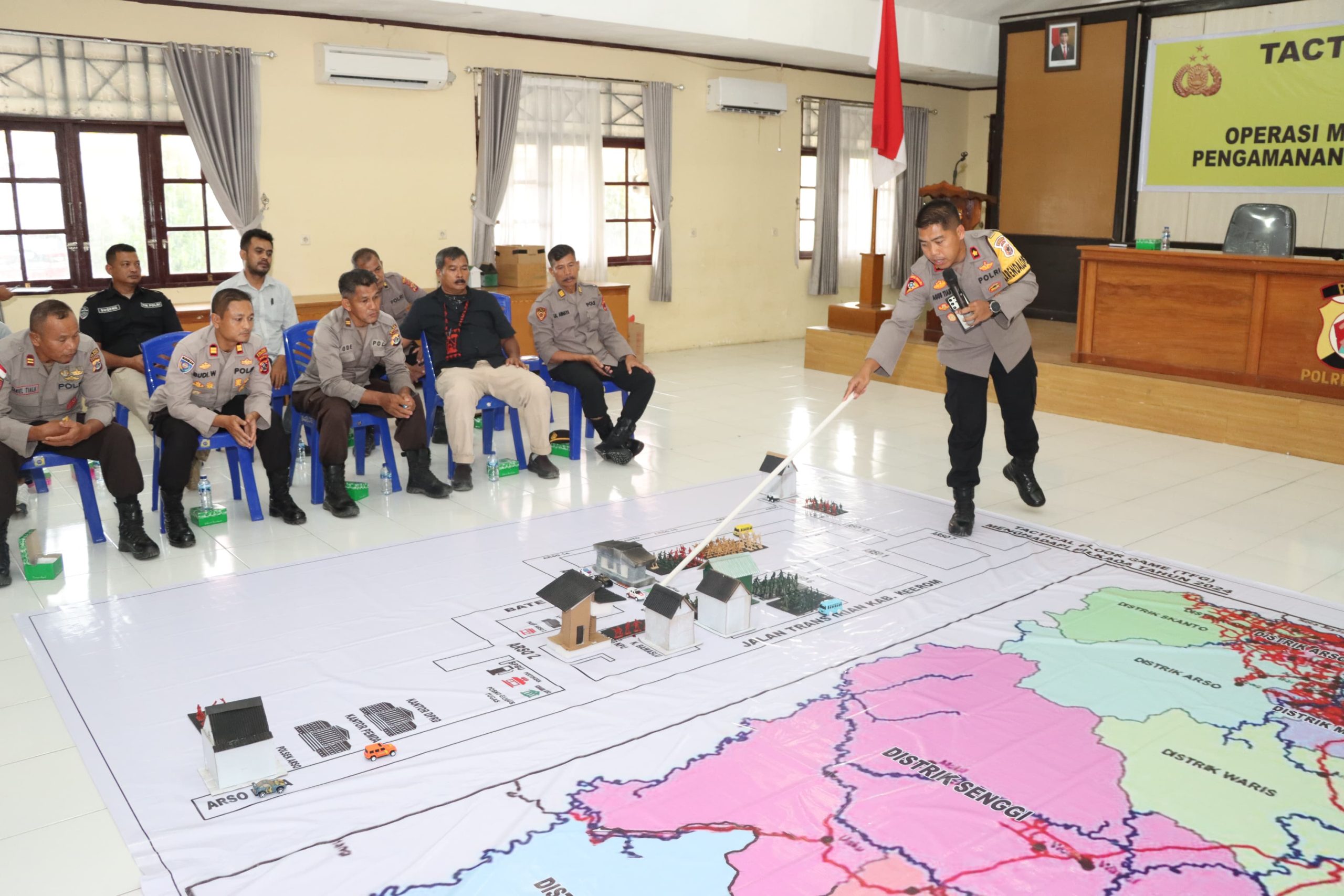 Jelang Pilkada 2024 Polres Keerom Laksanakan TFG Dalam Antisipasi Gangguan Pilkada di Kab. Keerom.