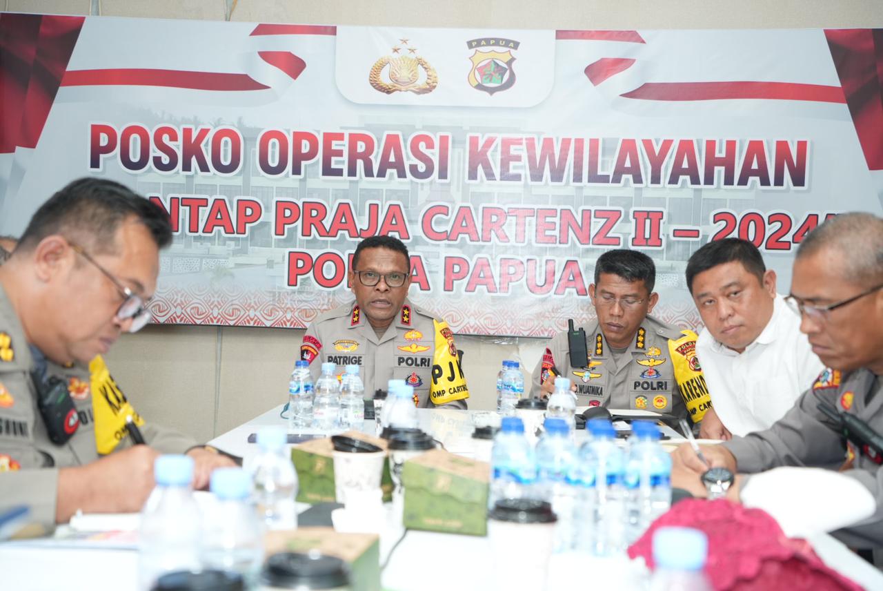 Kapolda Papua Pimpin Rapat Kordinasi Dan Anev Pelaksanaan Operasi Mantap Praja Cartenz (OMPC) 2024 Dengan Polres Jajaran Polda Papua