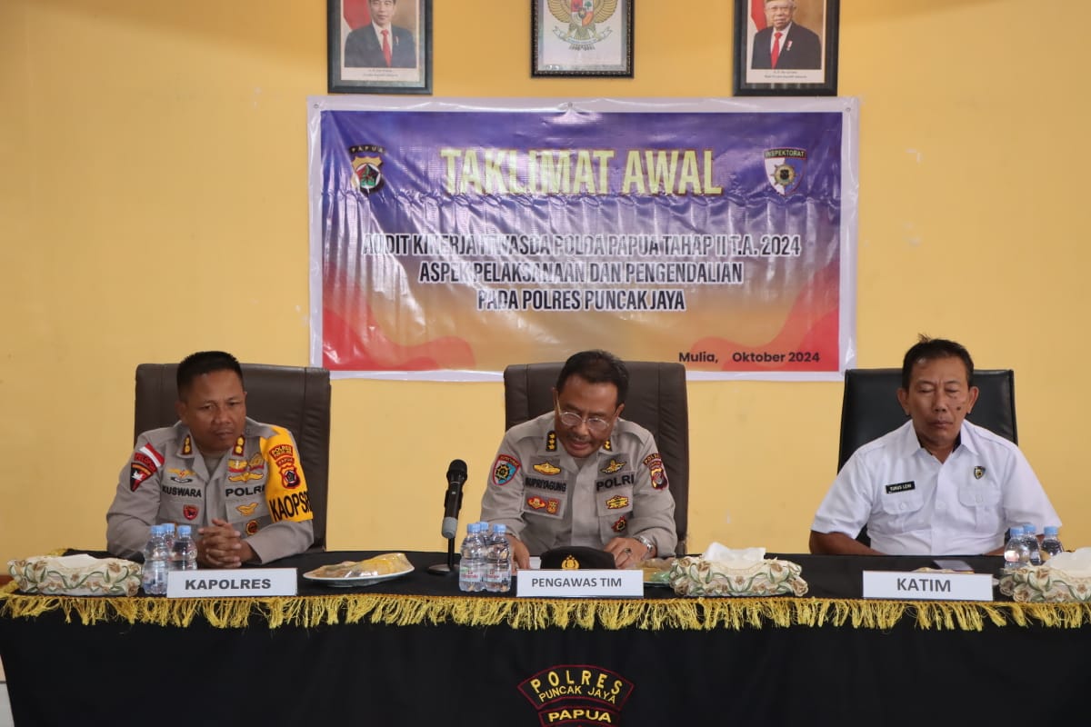 Taklimat Awal Audit Kinerja Itwasda Polda Papua Tahap II T.A 2024 Aspek Pelaksanaan dan Pengendalian Pada Polres Puncak Jaya