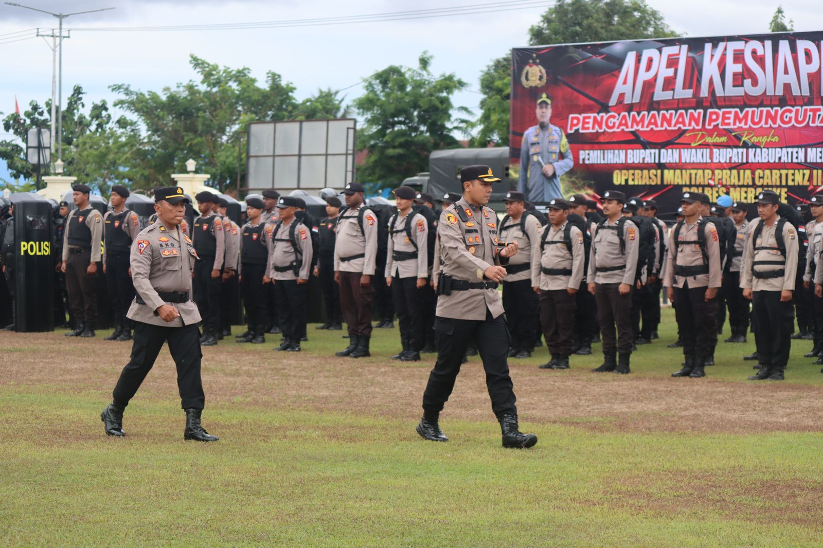 Polres Merauke Apel Kesiapan Pengamanan Pemungutan Suara di Libatkan 380 Personil