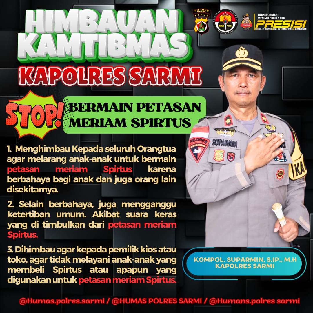 Jelang Natal Dan Tahun Baru 2025, Kapolres Sarmi Berikan Himbauan Kepada Warga Di Kabupaten Sarmi