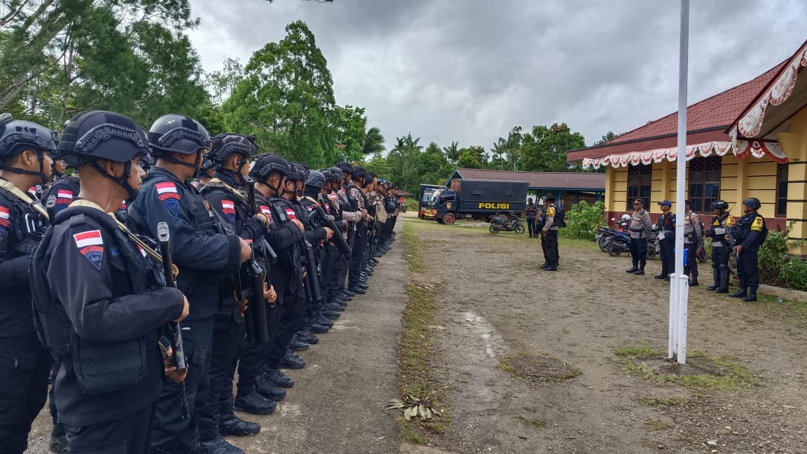 Polres Boven Digoel Siagakan Ratusan Personel Dalam Rangka Kondusifitas Kamtibmas Di Kabupaten Boven Digoel