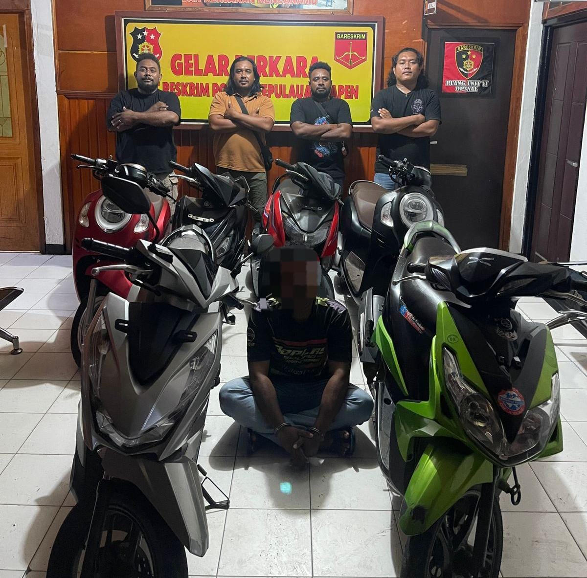 Pelaku Penggelapan 7 (Tujuh) Motor di Serui Berhasil Diamankan Resmob Kep. Yapen