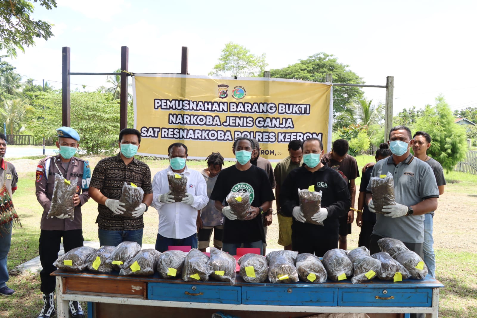 Polres Keerom Musnahkan Barang Bukti Narkoba Jenis Ganja