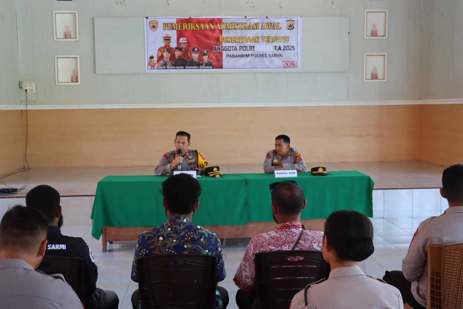 Polres Sarmi Gelar Pemeriksaan Administrasi Awal Penerimaan Terpadu Anggota Polri