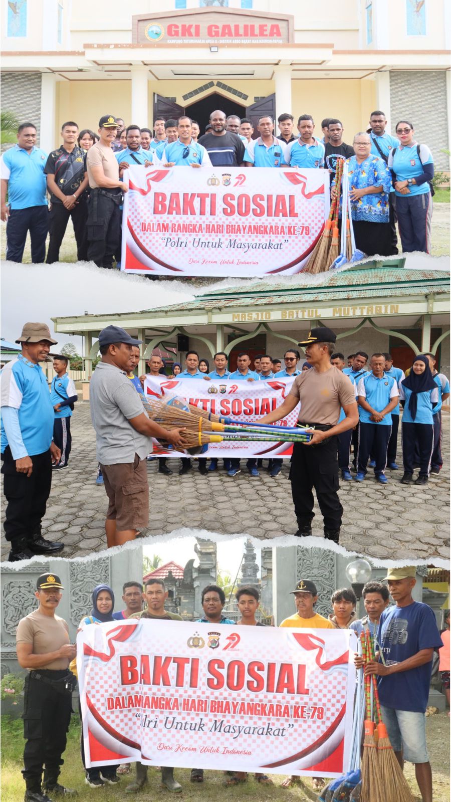 Wujud Kepedulian Terhadap Sejumlah Tempat Ibadah, Polres Keerom Gelar Bakti Sosial