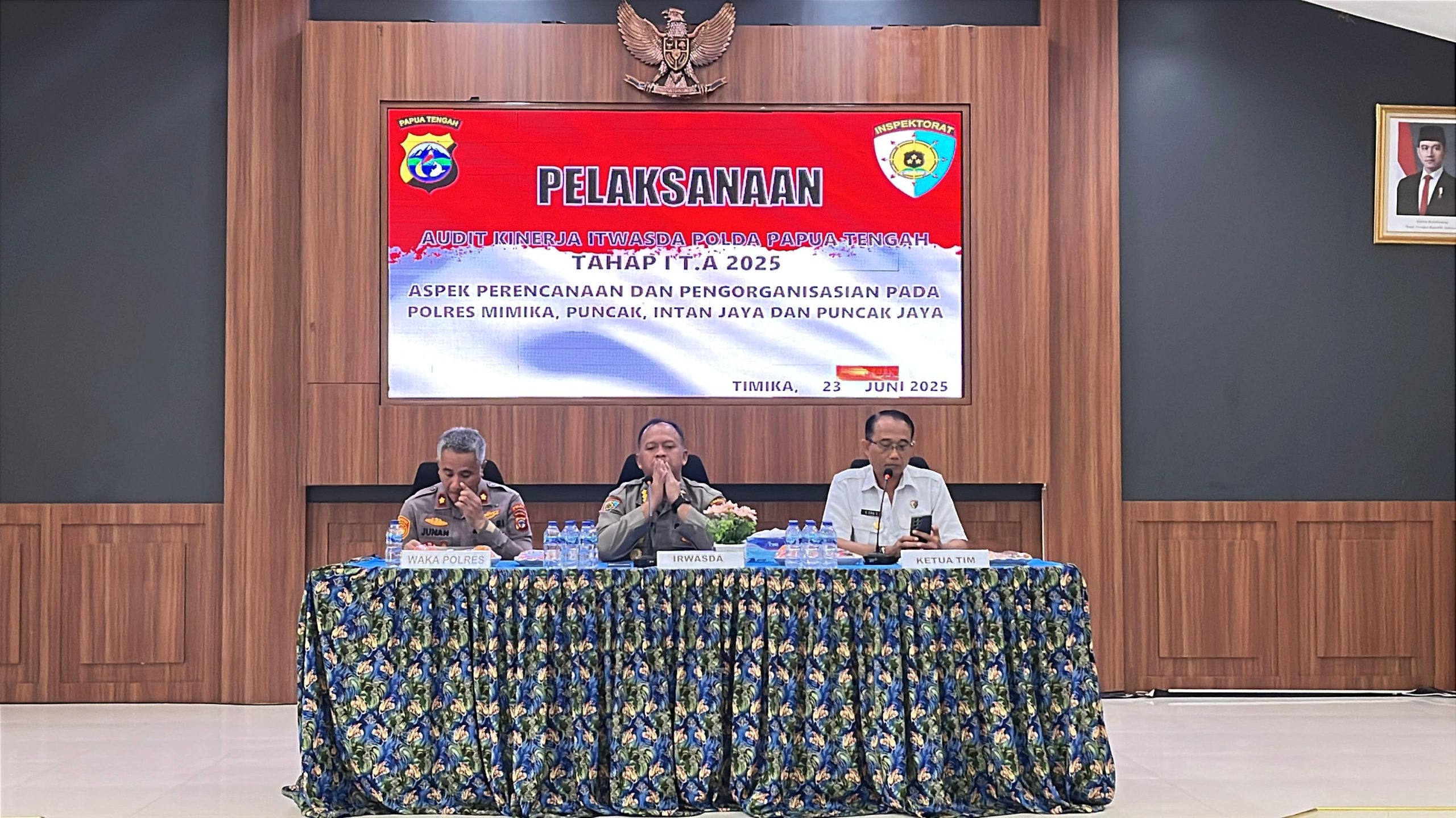Polres Mimika Terima Tim Audit Kinerja Itwasda Polda Papua Tengah Tahap I T.A. 2025.