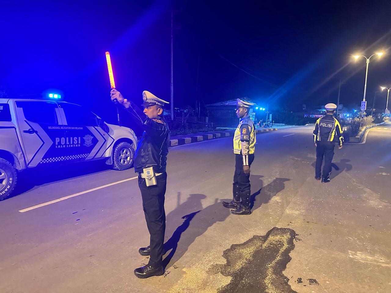 Akhir Pekan, Sat Lantas Polres Sarmi Rutin Gelar Patroli Blue Light