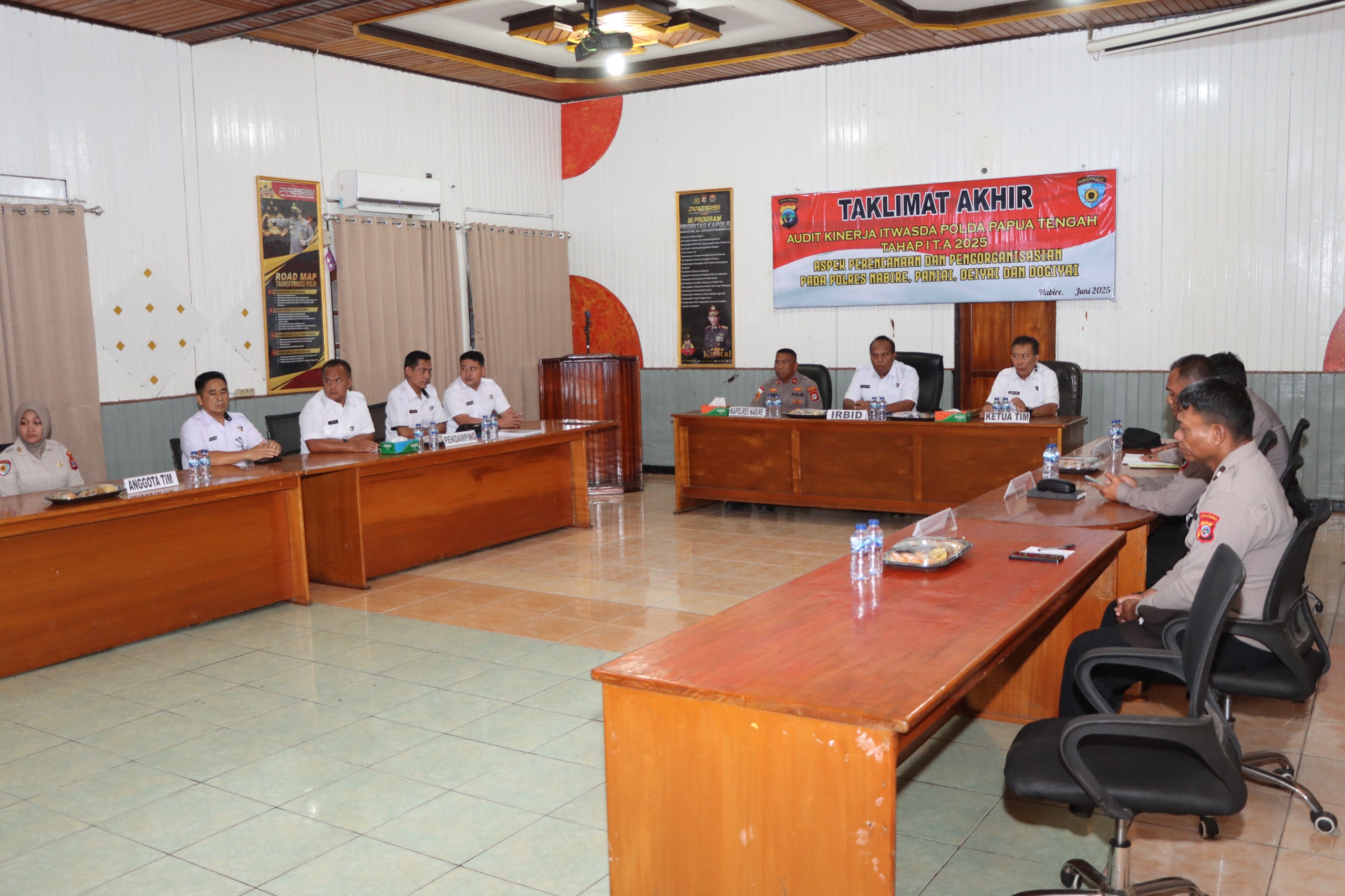 Taklimat Akhir Audit Kinerja Itwasda Polda Papua Tengah Tahap I TA 2025 di Polres Nabire