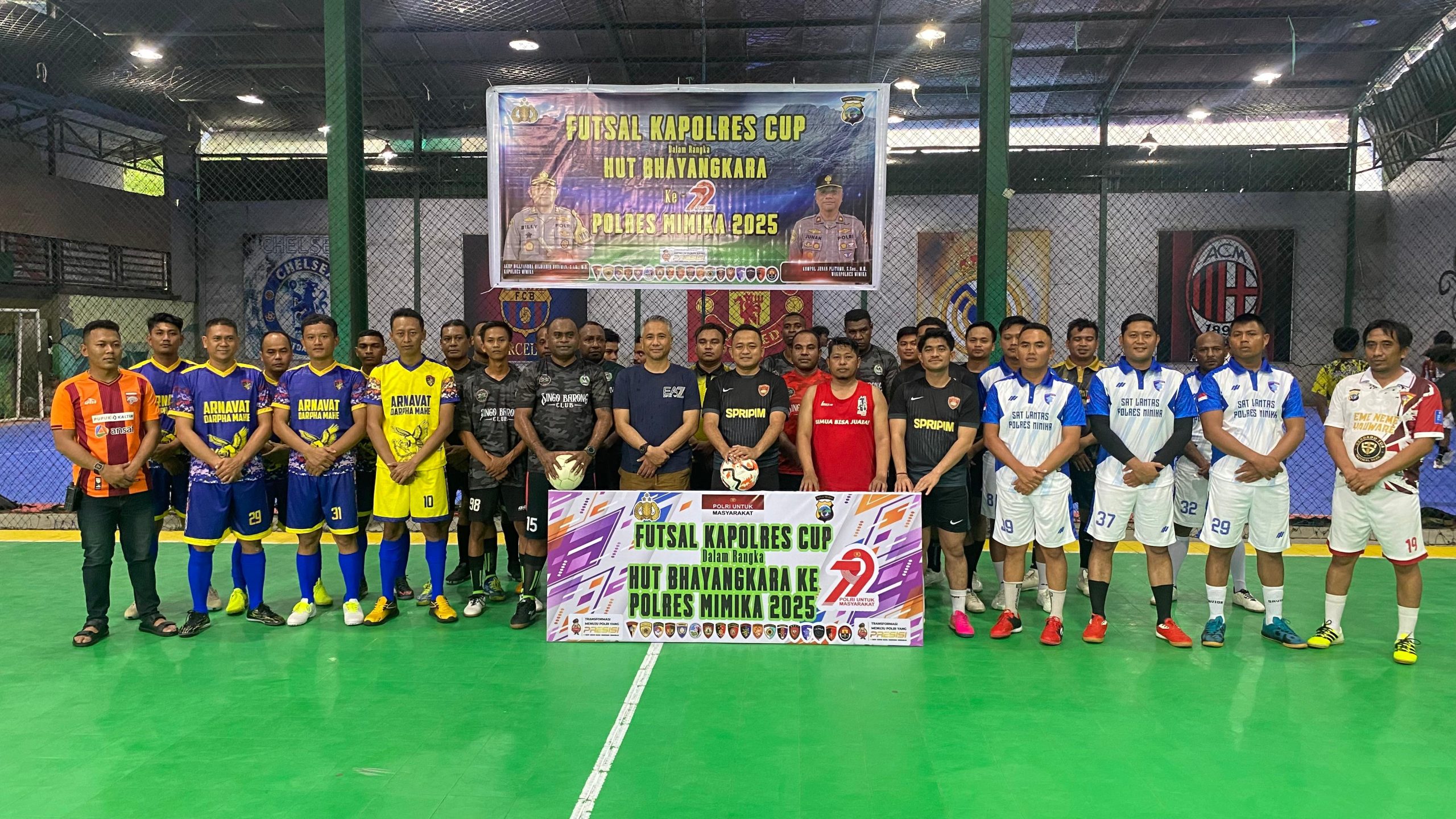Memperingati Hari Bhayangkara ke – 79 Kapolres Mimika Mengadakan turnamen futsal antar Satuan Kerja (Satker) Polres Mimika dan Polsek jajaran