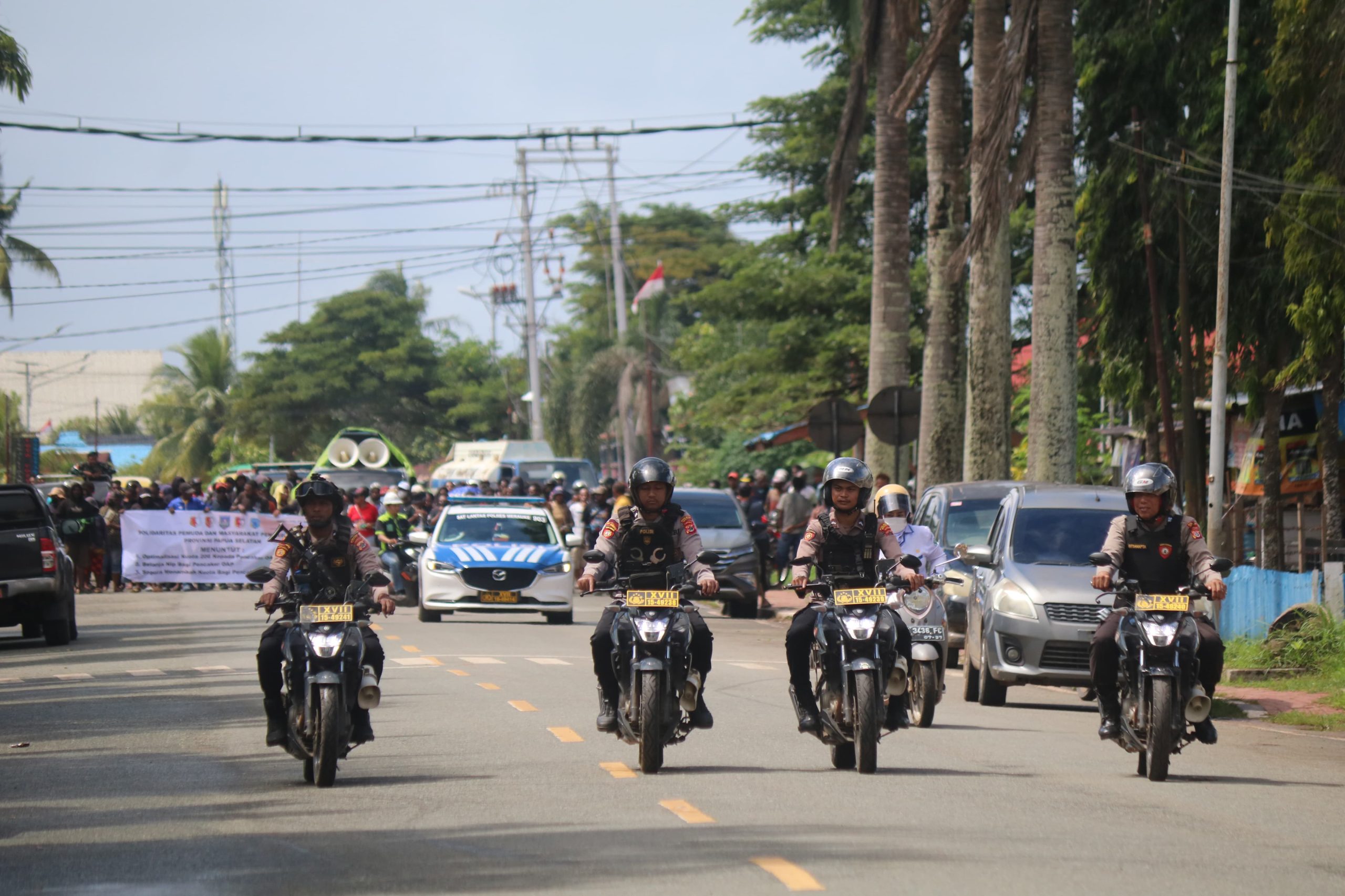 Polres Merauke Menerjunkan 250 Personil Untuk Mengawal Jalannya Aksi Unjuk Rasa Damai