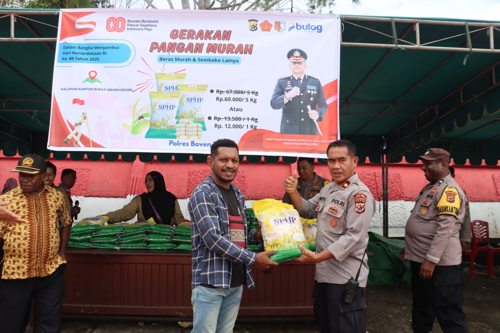 Polres Boven Digoel Gelar Gerakan Pangan Murah Sambut HUT ke-80 RI