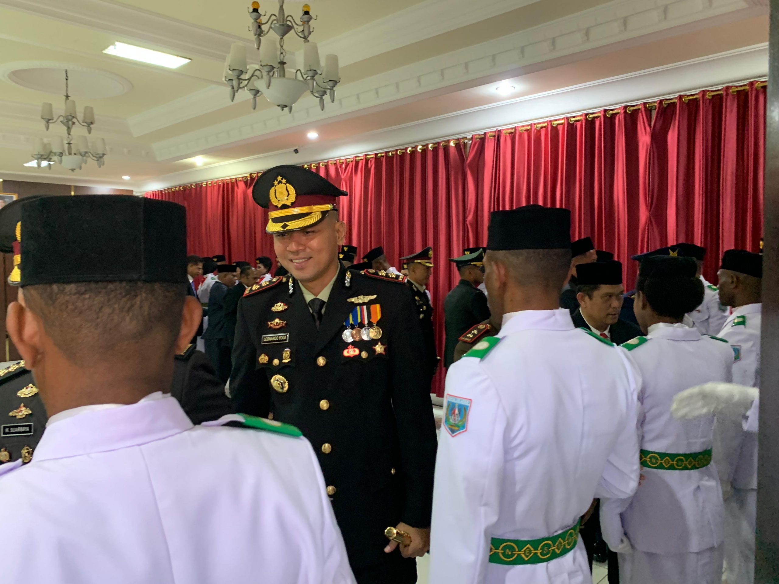 Kapolres Merauke Hadiri Upacara Pengukuhan Paskibraka Kabupaten Merauke di Gedung Negara