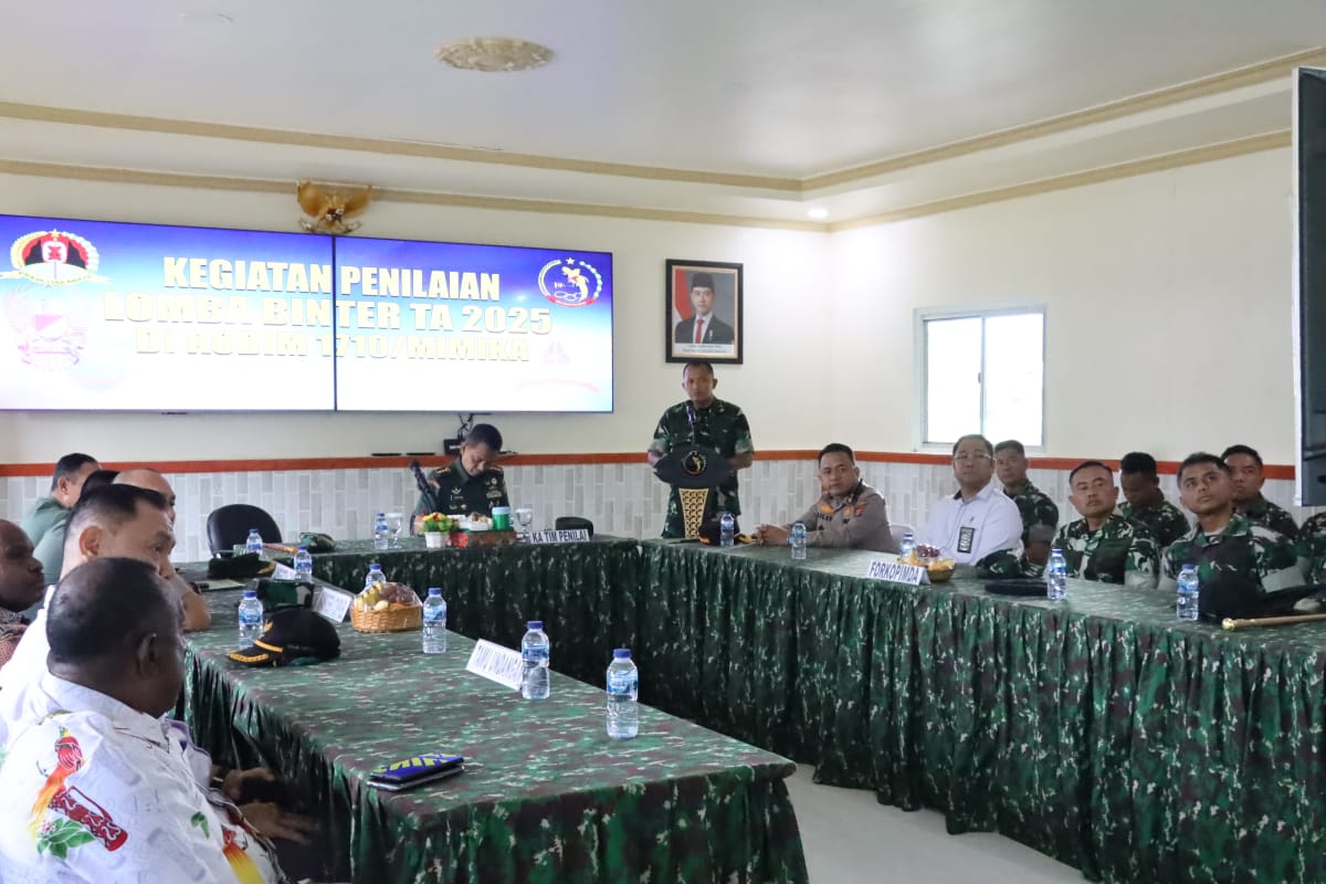 Kapolres Mimika Hadiri Tatap Muka Tim Pusterad dalam Rangka Penilaian Lomba Binter TA 2025 di Kodim 1710/Mimika