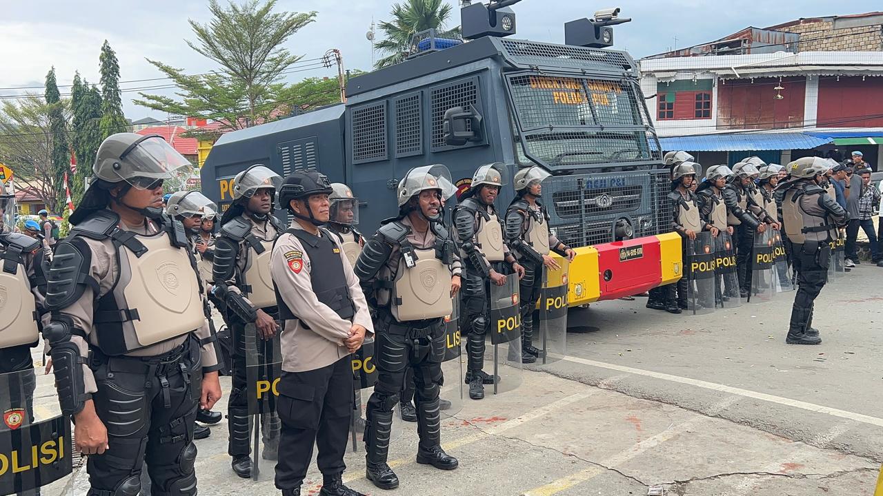 Empat Pleton Dalmas Polda Papua Amankan Aksi Unjuk Rasa di Kota Jayapura