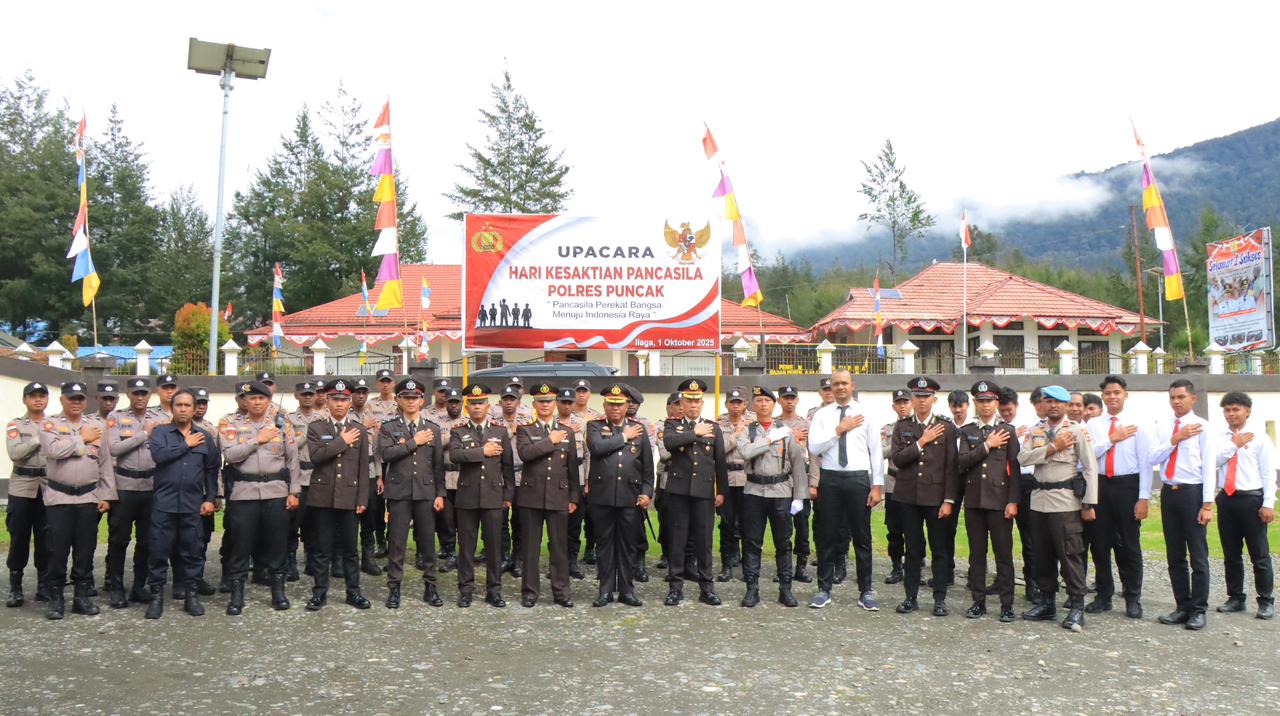 Polres Puncak Gelar Upacara Peringatan Hari Kesaktian Pancasila