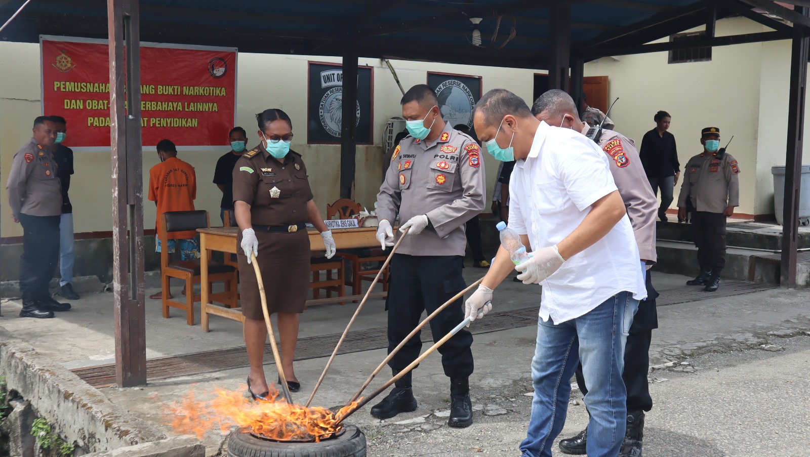 30 Paket Ganja digagalkan masuk Nabire, Kapolres pimpin langsung Press Release dan Pemusnahan Barang Bukti