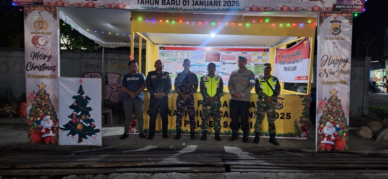 Personel Pos Pam Operasi Lilin Cartenz 2025 Laksanakan Patroli dan Imbauan Jelang Tahun Baru di Sarmi Kota