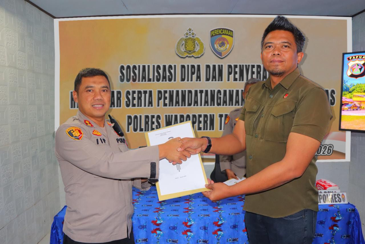Polres Waropen Gelar Sosialisasi DIPA TA. 2026 dan Penyerahan Rendisgar Serta Penandatanganan Pakta Integritas