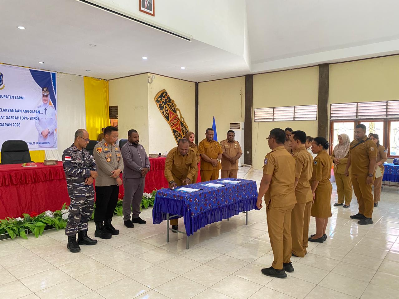 Transparansi Anggaran 2026, Kapolres Sarmi Hadiri Penyerahan DPA SKPD Kabupaten Sarmi