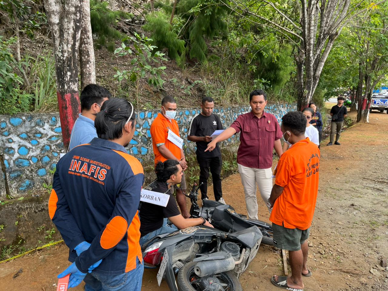 Polres Jayapura Gelar Rekonstruksi Kasus Begal Sadis Yang Tewaskan Driver Ojek Online