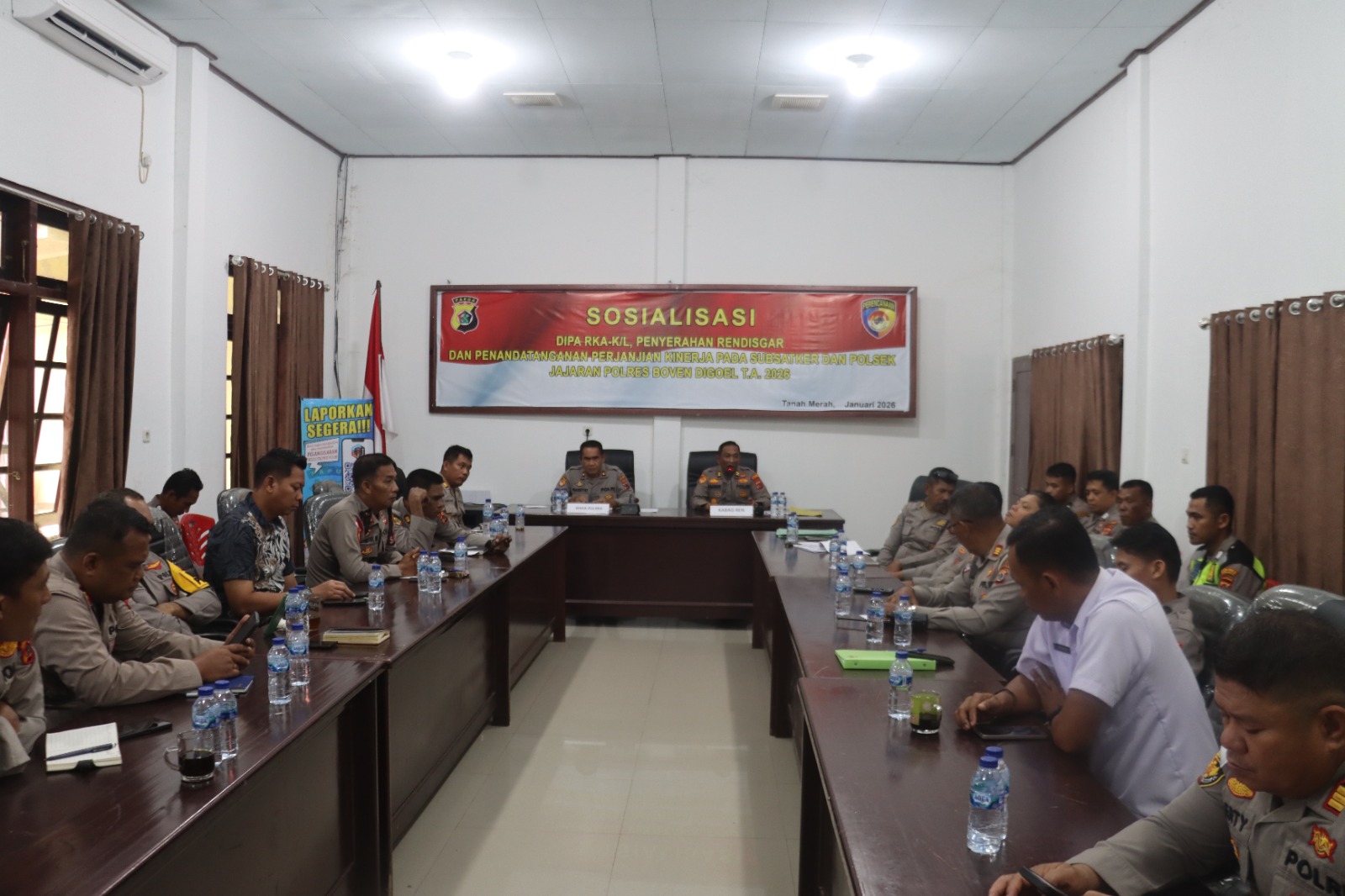 Polres Boven Digoel melaksanakan kegiatan Sosialisasi Daftar Isian Pelaksanaan Anggaran (DIPA) Tahun Anggaran 2026.