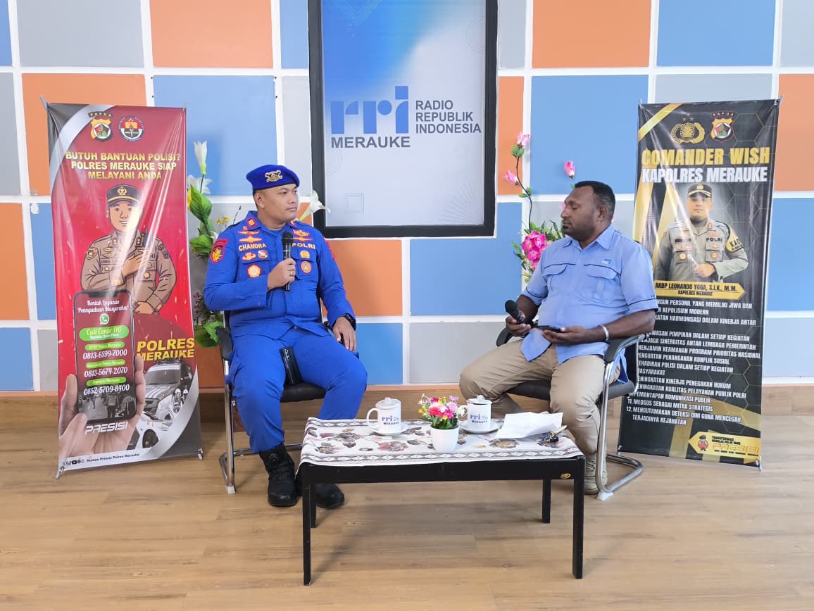 Kasat Polairud Polres Merauke Hadir dalam Patroli Siaran Udara di RRI Merauke