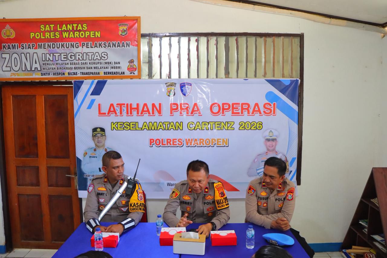 Polres Waropen Gelar Latihan Pra Operasi Keselamatan Cartenz 2026, Tingkatkan Kesiapan Personel