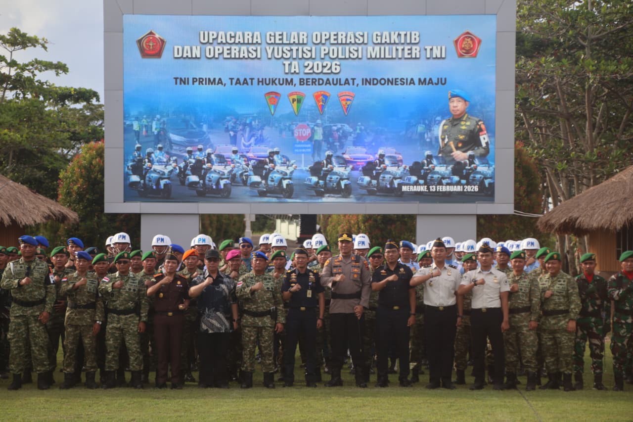 Kapolres Merauke Hadiri Upacara Gelar Operasi Gaktib dan Yustisi Polisi Militer TNI T.A 2026