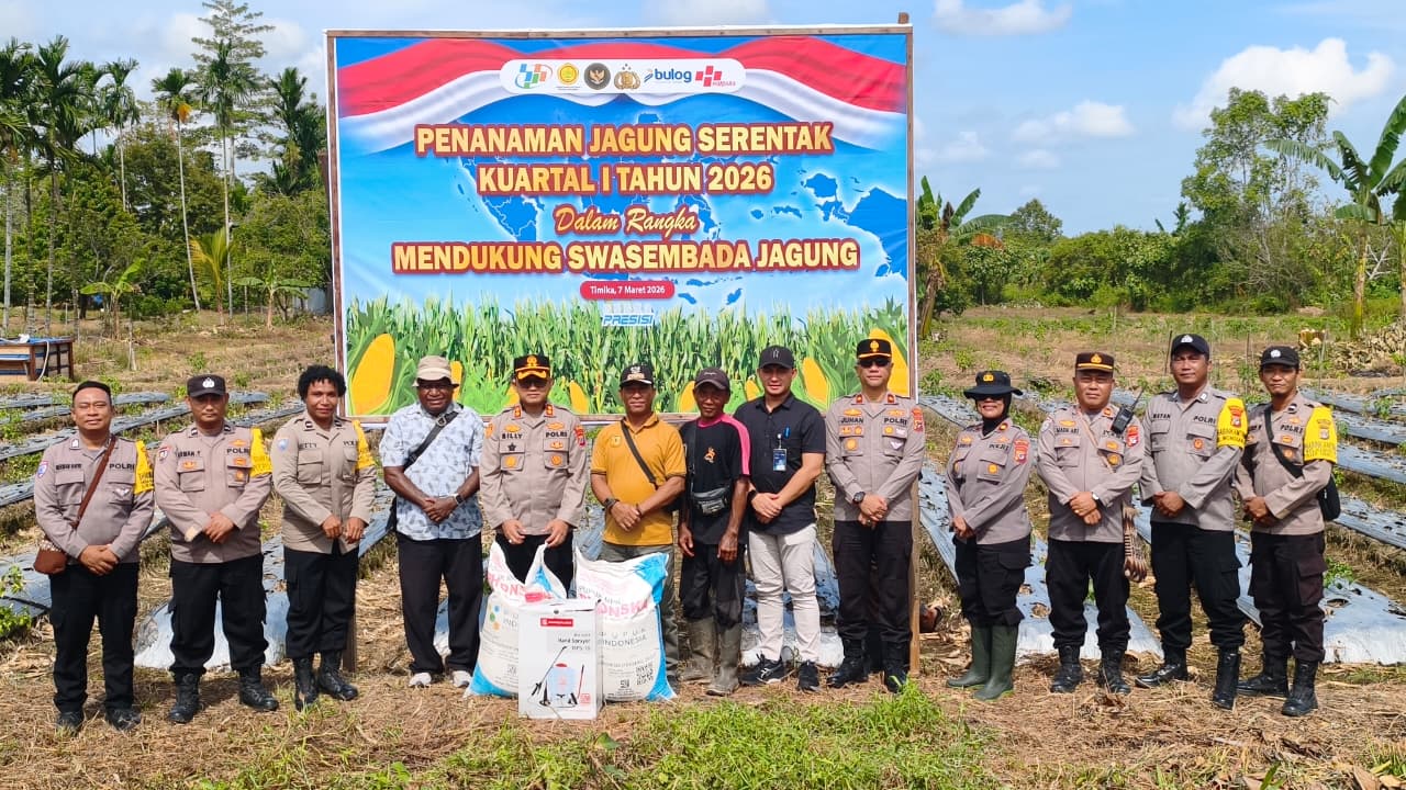 Polres Mimika Laksanakan Penanaman Jagung Serentak Kuartal I Tahun 2026