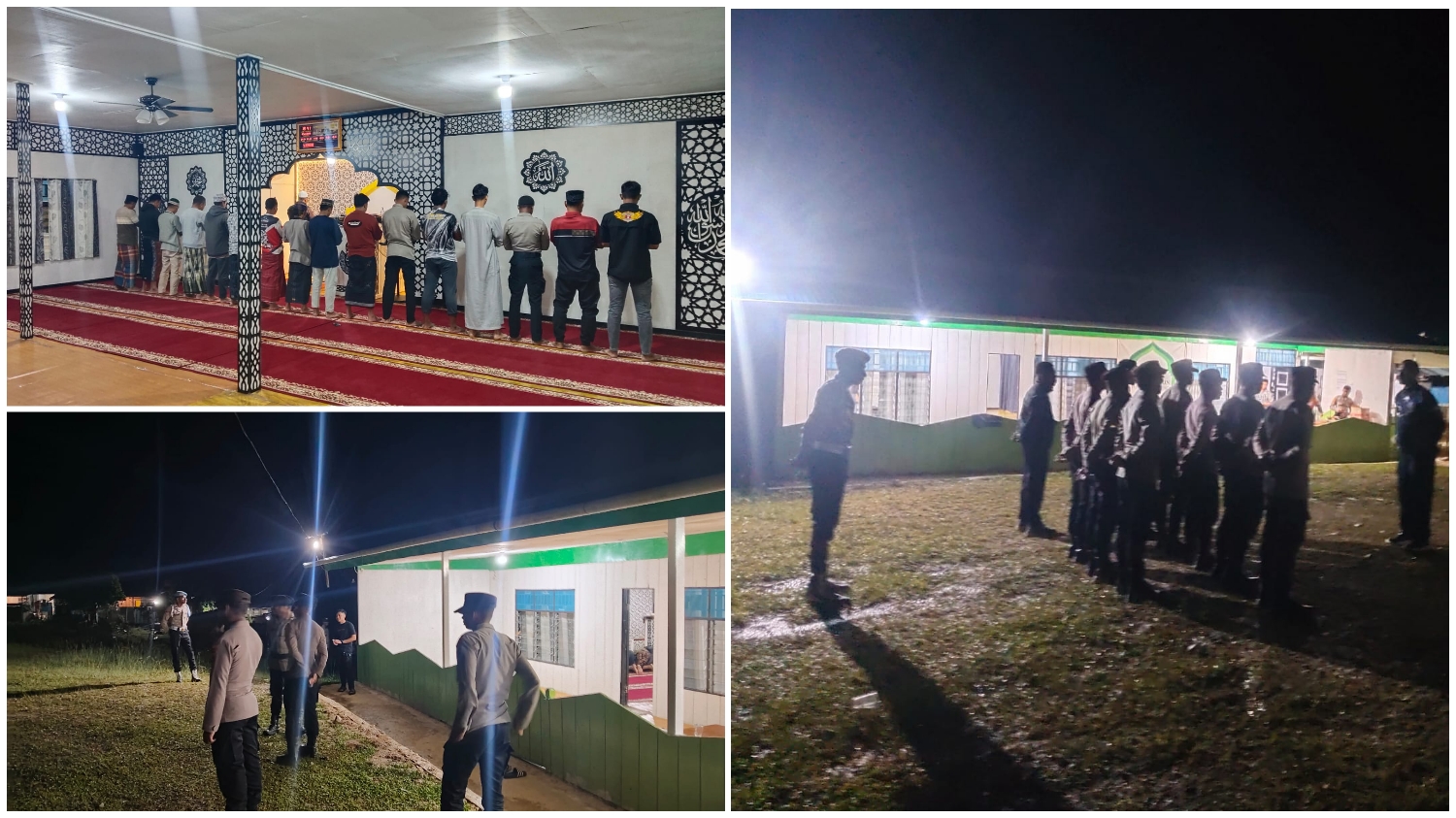 Personel Polres Mamberamo Tengah Amankan Sholat Tarawih di Masjid Al Muhajirin