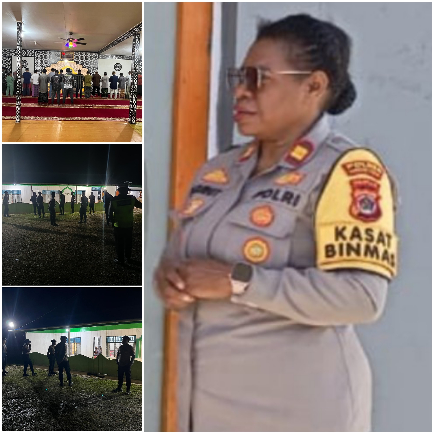 Kasat Binmas IPTU Wilhelma Kurut pimpin Pengamanan Sholat Tarawih di Masjid Al Muhajirin Polres Mamberamo Tengah