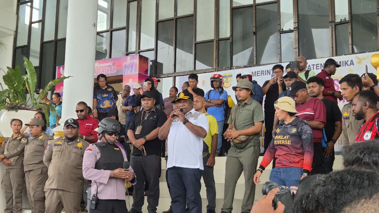 Polres Mimika Laksanakan Pengamanan Aksi Penyampaian Aspirasi Forum Peduli ASN Amungme dan Kamoro